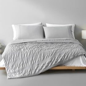 Cozy Bliss queen size bed on gray linens fits queen beds seamlessly