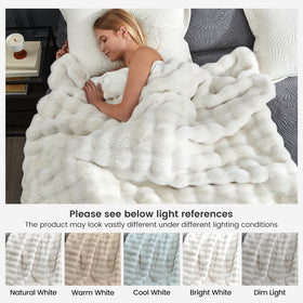 Cream color Cozy Bliss throw adds serene, cozy touch to any room.