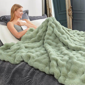 Cozy Bliss throw features high low wave design for decorative texture on sofas.
