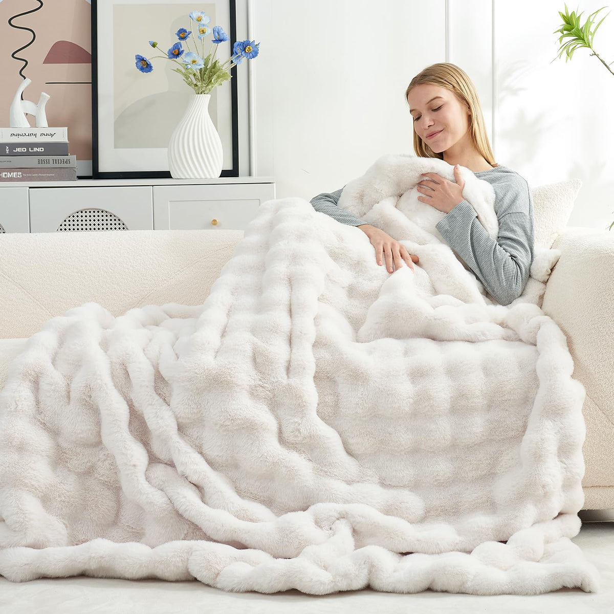 Draped on a sofa for everyday coziness with Cozy Bliss throw.