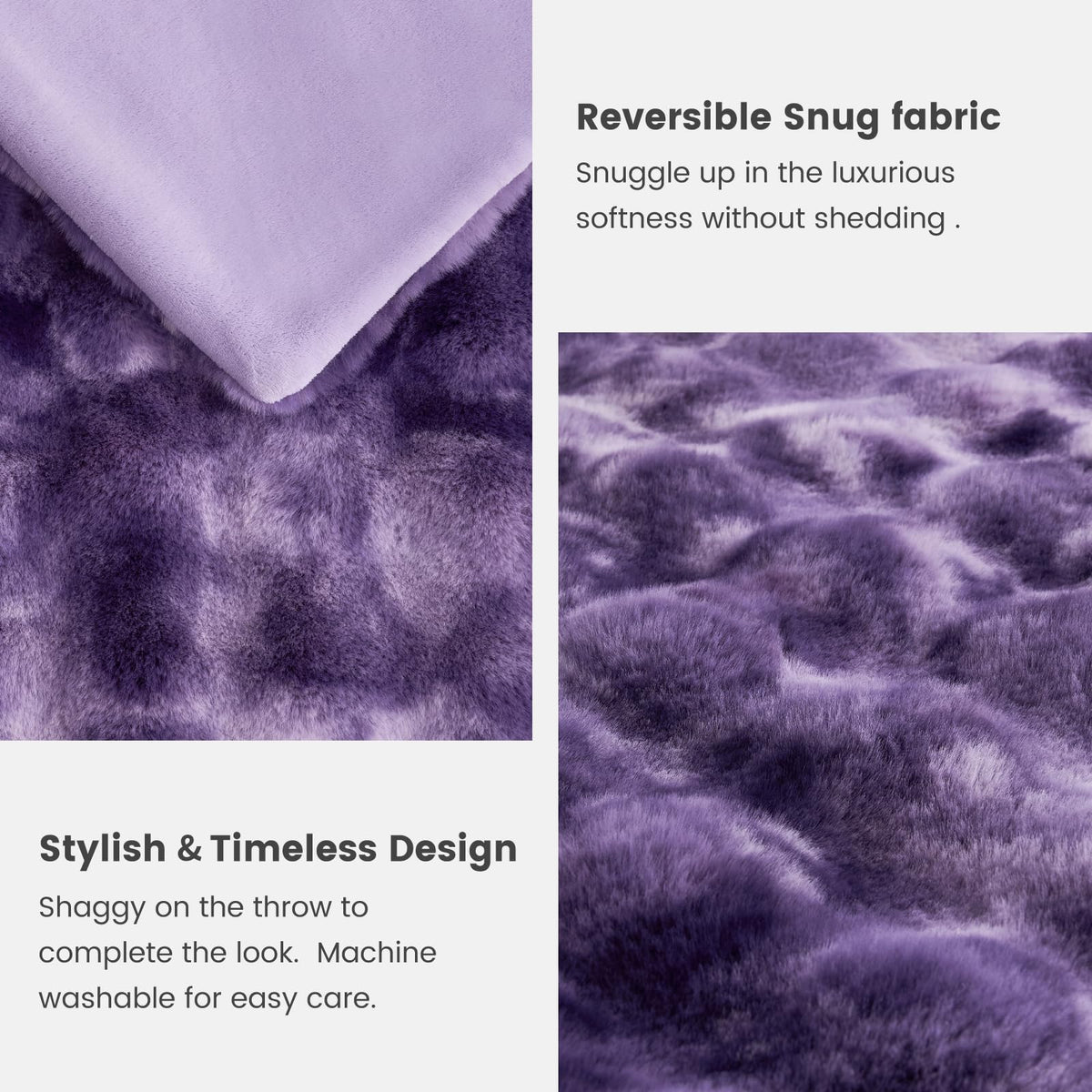 Cozy Bliss tie-dye purple style shown in living room setting.