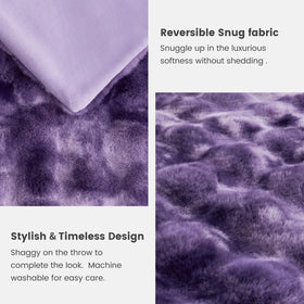 Cozy Bliss tie-dye purple style shown in living room setting.