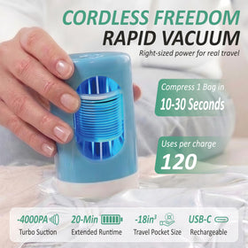 Cozy Essential 35-piece vacuum bag set organized for luggage and storage.