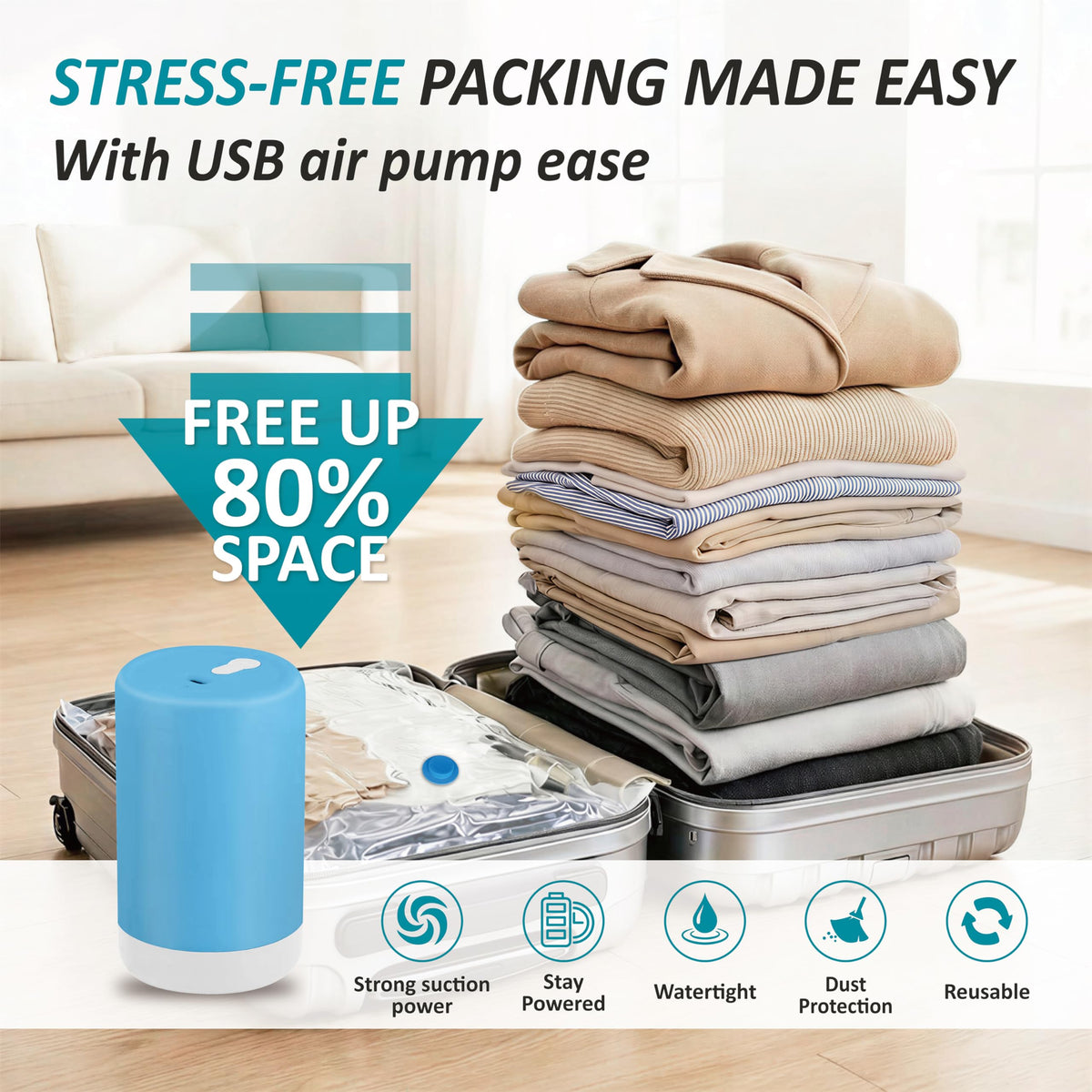Cozy Essential 80% space reduction in seconds for bulky garments