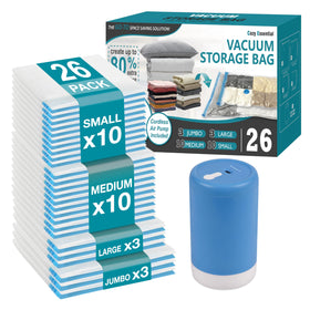 Cozy Essential travel vacuum bags with cordless pump for quick packing