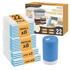 Cozy Essential travel vacuum bags with compact pump for quick cabin packing.