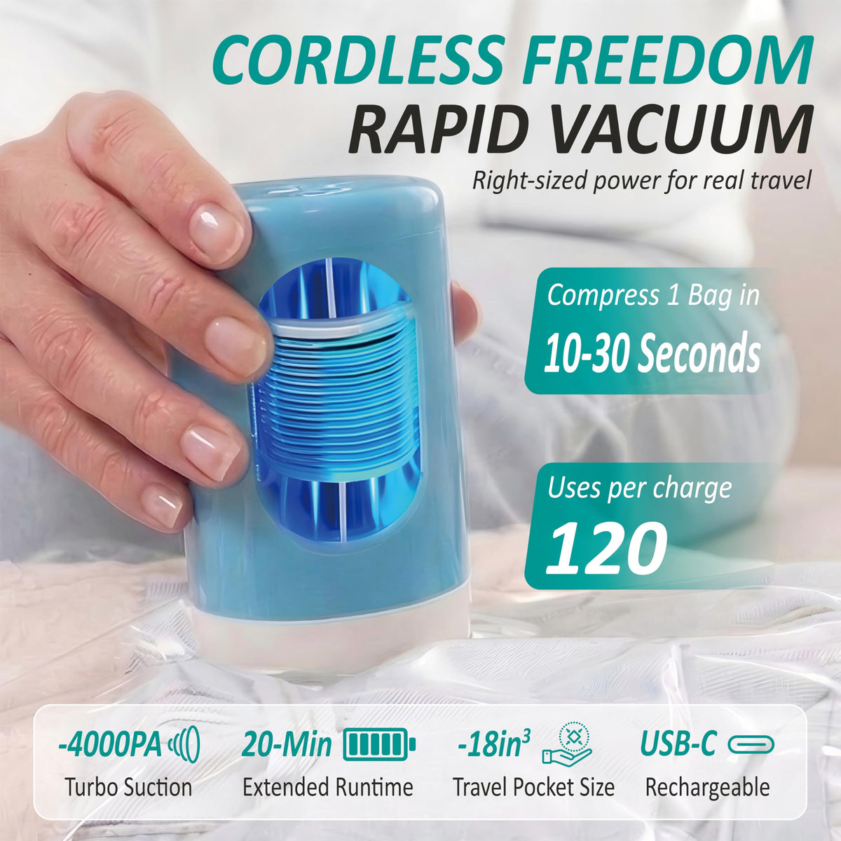 Medium Cozy Essential vacuum bag designed for 26-inch luggage.