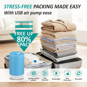 Small Cozy Essential vacuum bag packed for carry-on luggage and space savings.