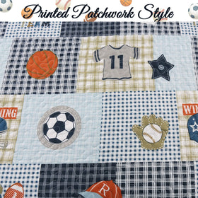 Cozy Line Blue Sports Quilt football motif for game-loving kids' rooms