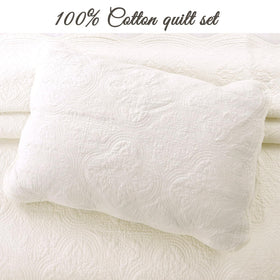 Cozy Line Home Fashions matelasse embossed quilt—textured ivory detail for timeless style.