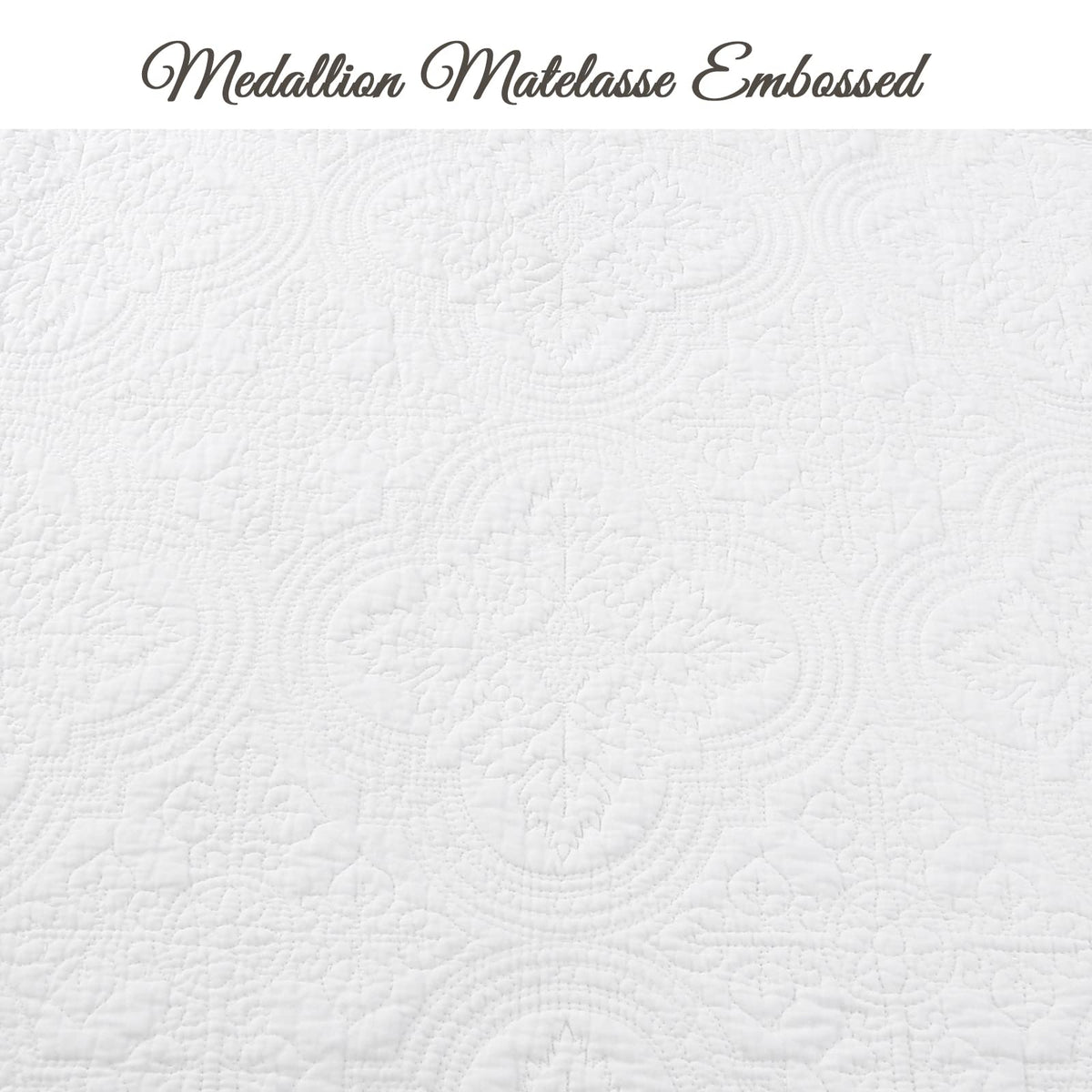 Textured stitching on Cozy Line white quilt for subtle depth