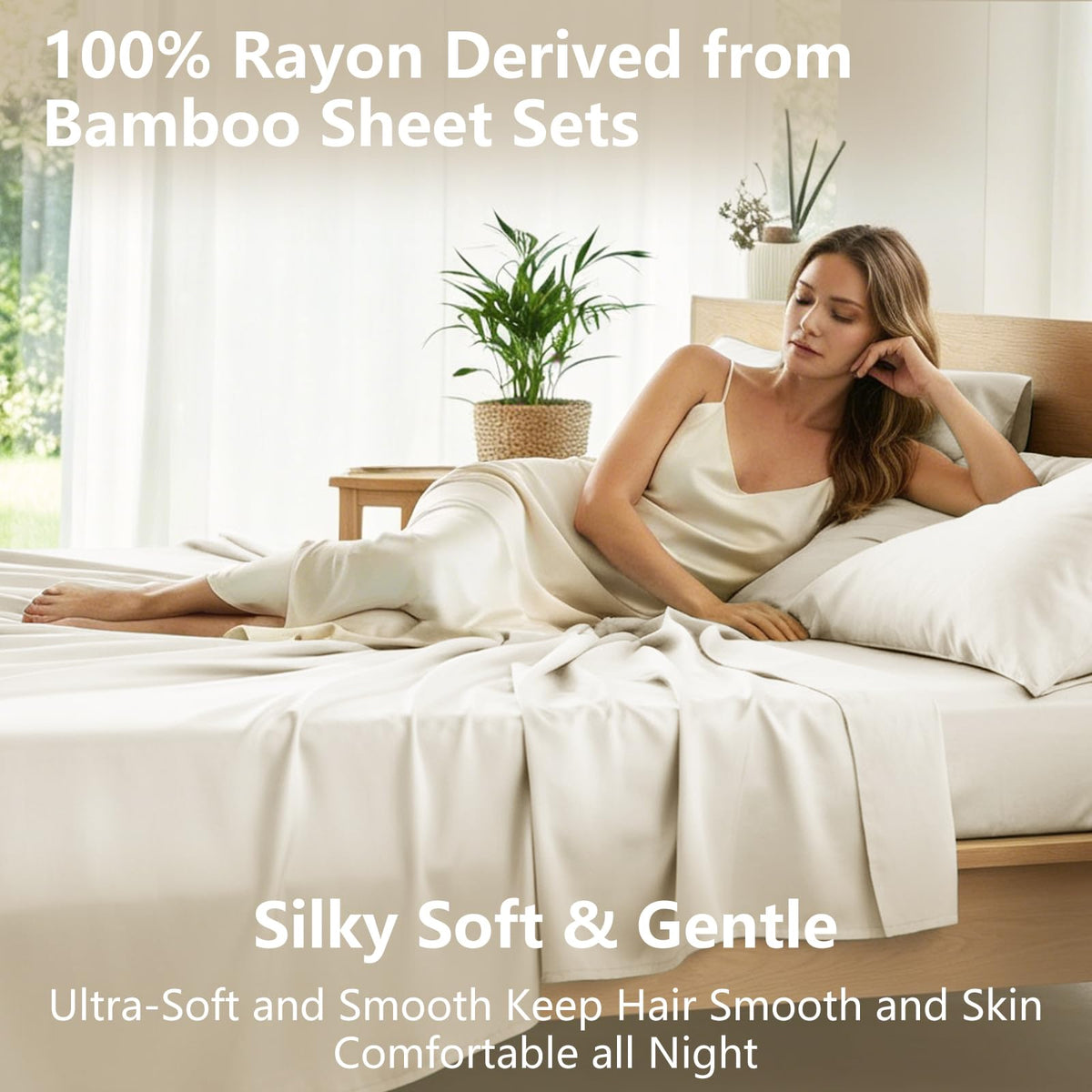 CozyLux king flat sheet in ivory for soft, smooth drape