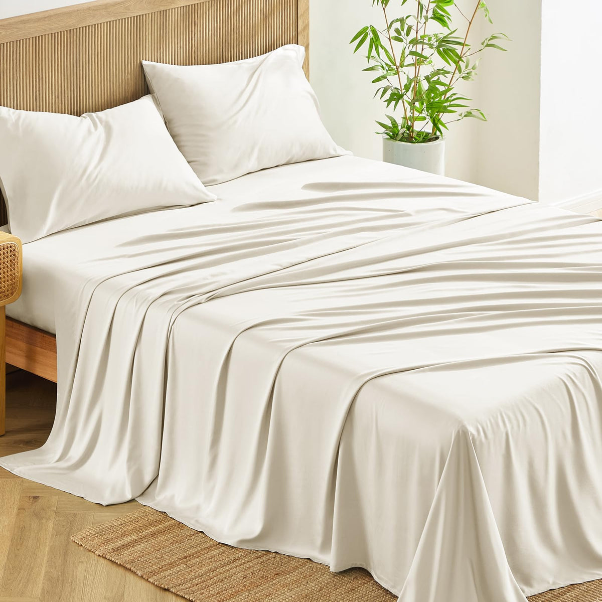 CozyLux king sheets set with cooling, silky surface for refreshing sleep