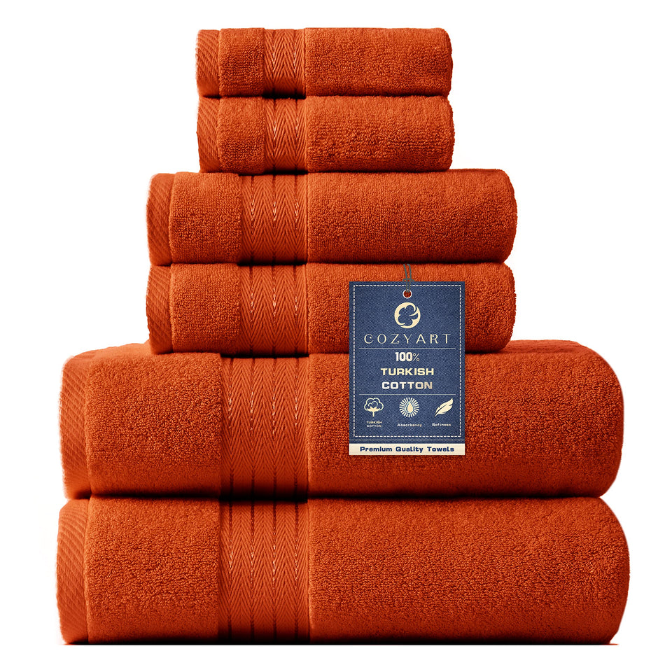 COZYART burnt orange bath towel set large towels show plush 650GSM softness for comfortable daily use