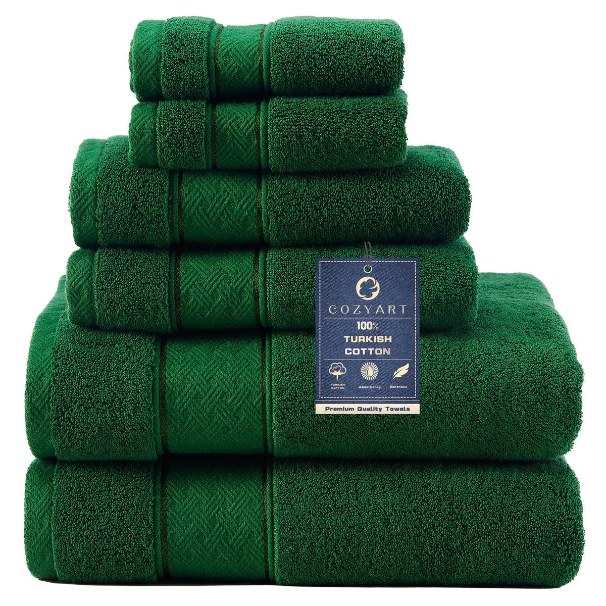 COZYART Formal Green Bath Towel Set plush, absorbent, and ready for daily use