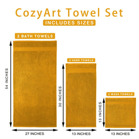 COZYART Gold Absorbent towels shown for everyday drying and comfort.