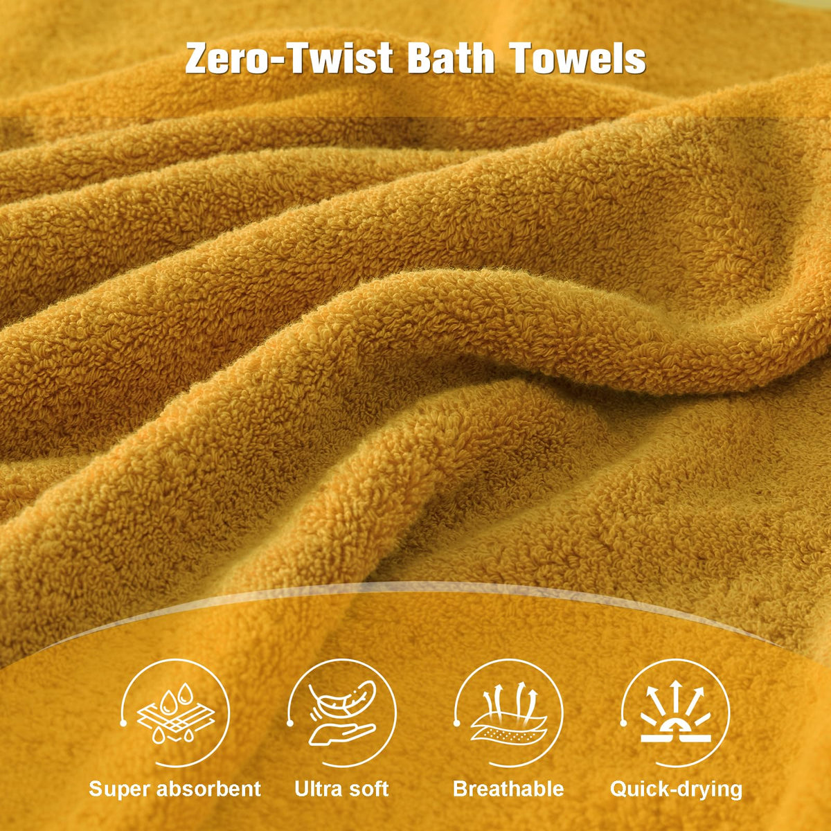 COZYART Gold Fast-dry towels illustrate quick air-drying after showers.
