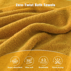 COZYART Gold Fast-dry towels illustrate quick air-drying after showers.