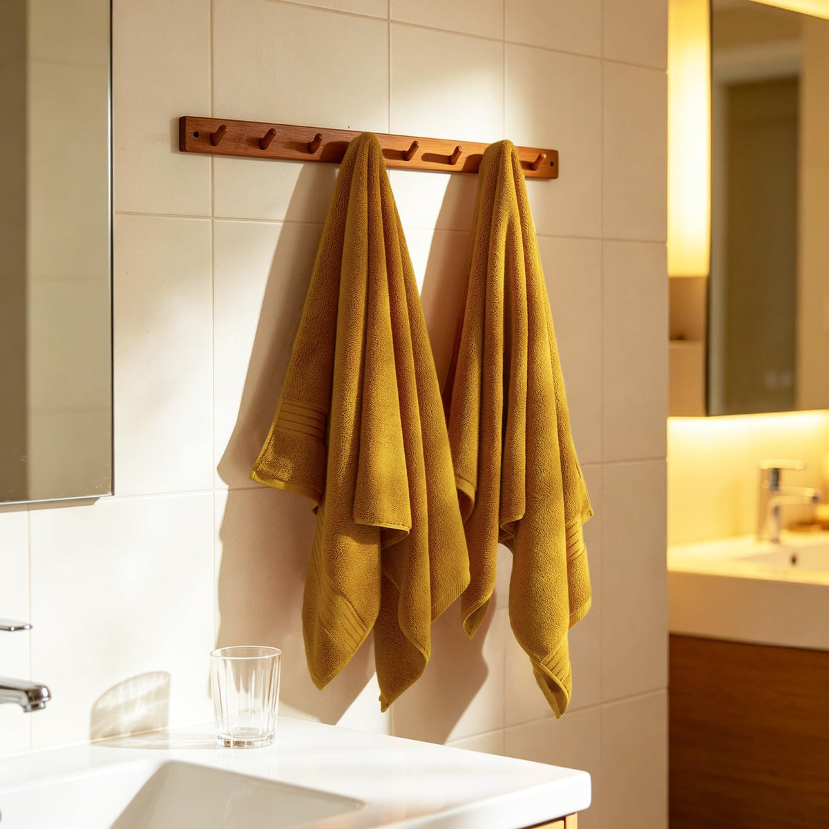 COZYART Gold Washcloths 13x13 offer gentle scrubbing and thorough moisture pickup.