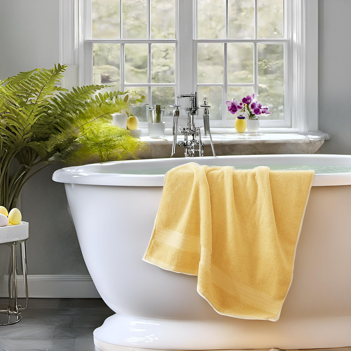 COZYART hotel spa quality towels in bright yellow color