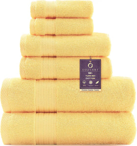 COZYART yellow bath towel set large towel 27x54 for spa-like drying