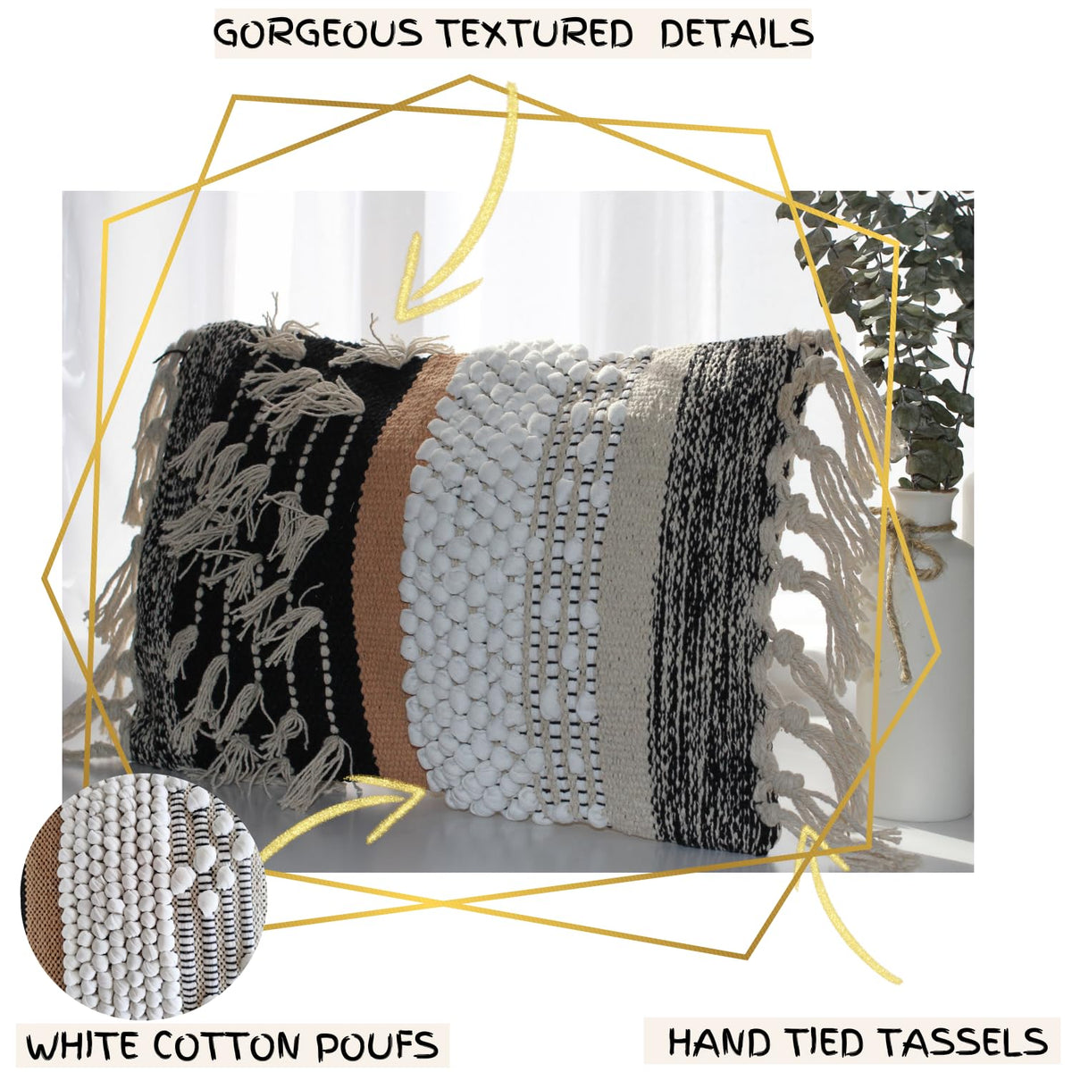 COZYDEKO cotton-blend pillow cover showcases neutral tones to complement diverse interiors.