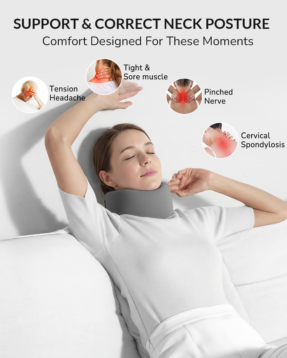 Cozyfun neck brace adjustable velcro focus offers customizable fit for tense necks.
