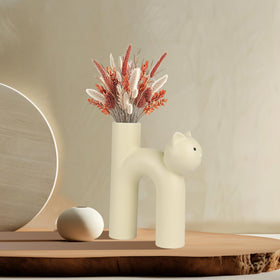 CozyKoala cat vase ceramic detail, Jingdezhen craftsmanship elevates home decor.