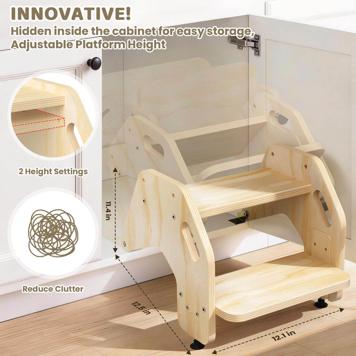 CozyLazy anti-slip A-frame stool with non-slip pads for stable footing