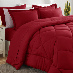 CozyLux seven-piece set covers bed with sheets, pillowcases, and matching shams.
