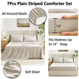 CozyLux beige bed-in-a-bag packaging shows compact vacuum-sealed storage