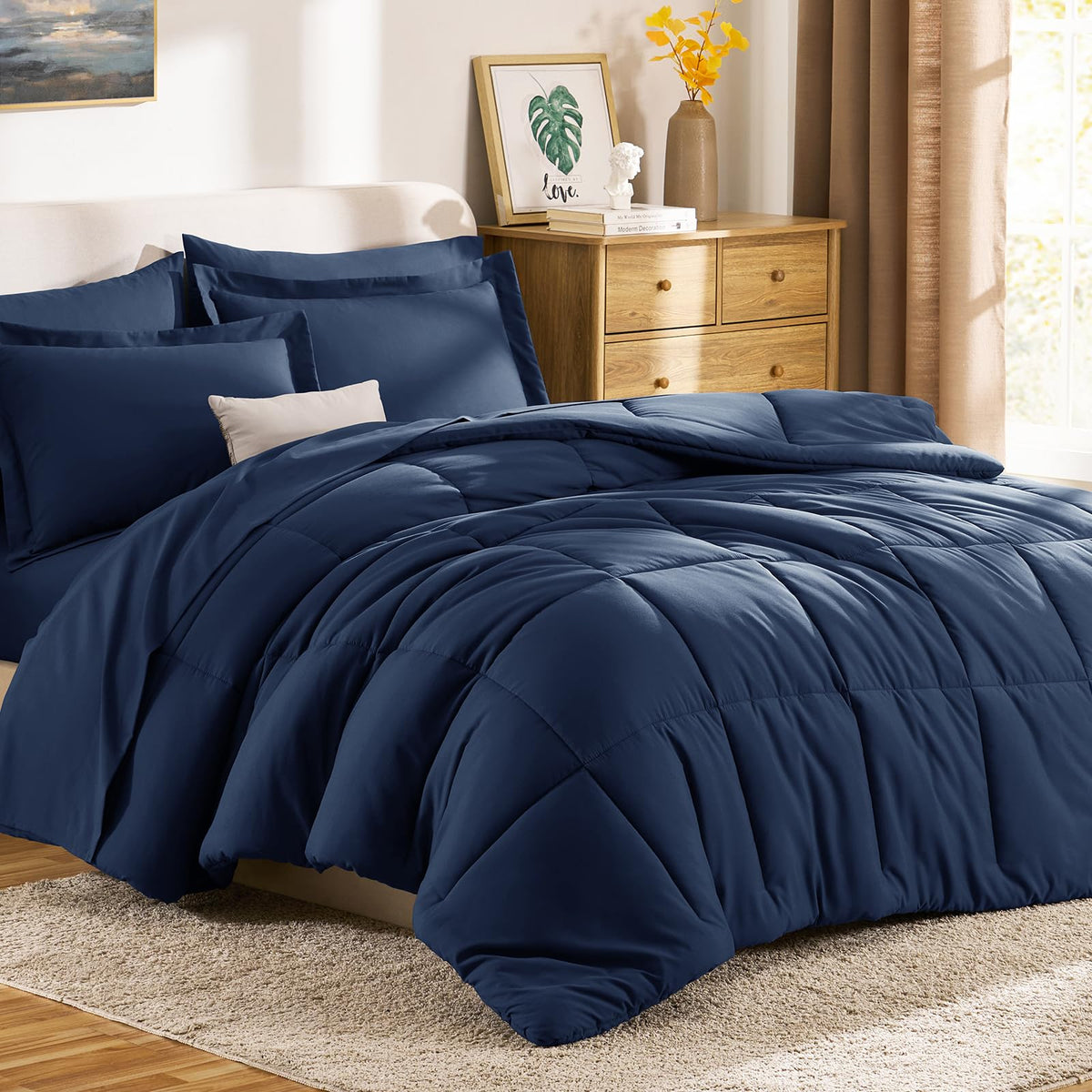 CozyLux bed-in-a-bag layout showing a full set on a bed.