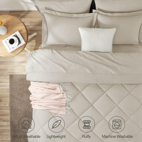 CozyLux bed-in-a-bag queen 7pc demonstrates complete bedding for easy setup.
