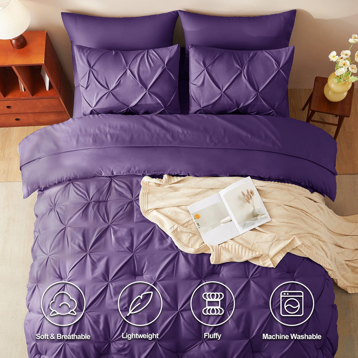 CozyLux bed-in-a-bag queen setup with complete bedding for easy refresh.