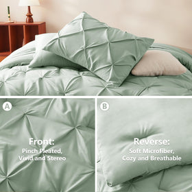 CozyLux bed-in-a-bag sage-green display highlights ready-to-use, all-in-one bedding solution.