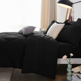 CozyLux bedroom setup in black shows cohesive sleep space styling.