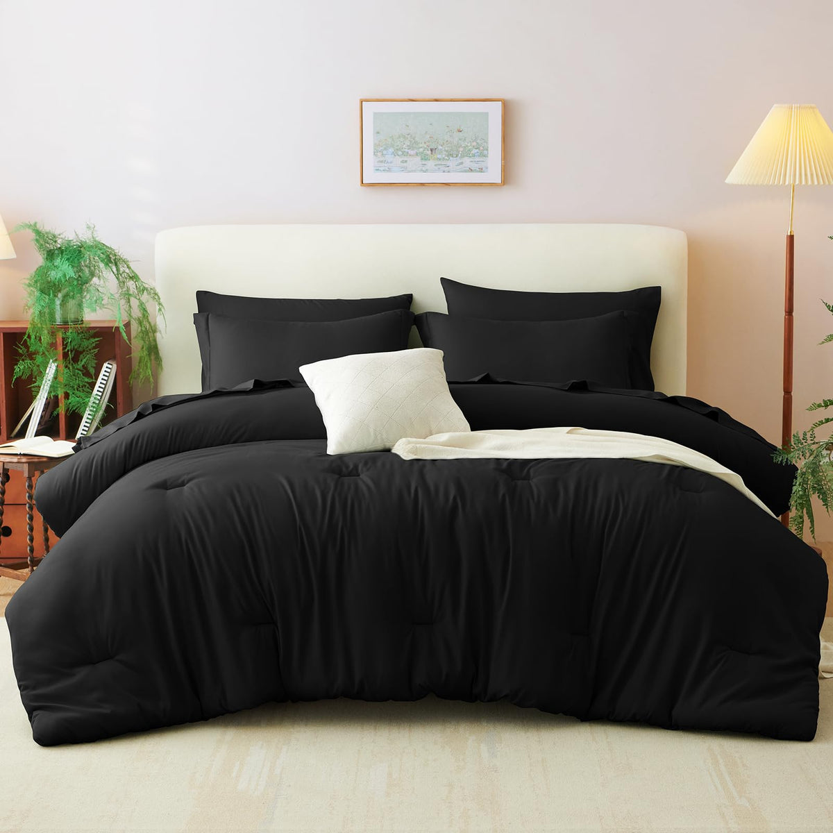 CozyLux black bedroom update showcasing a clean, low-maintenance look