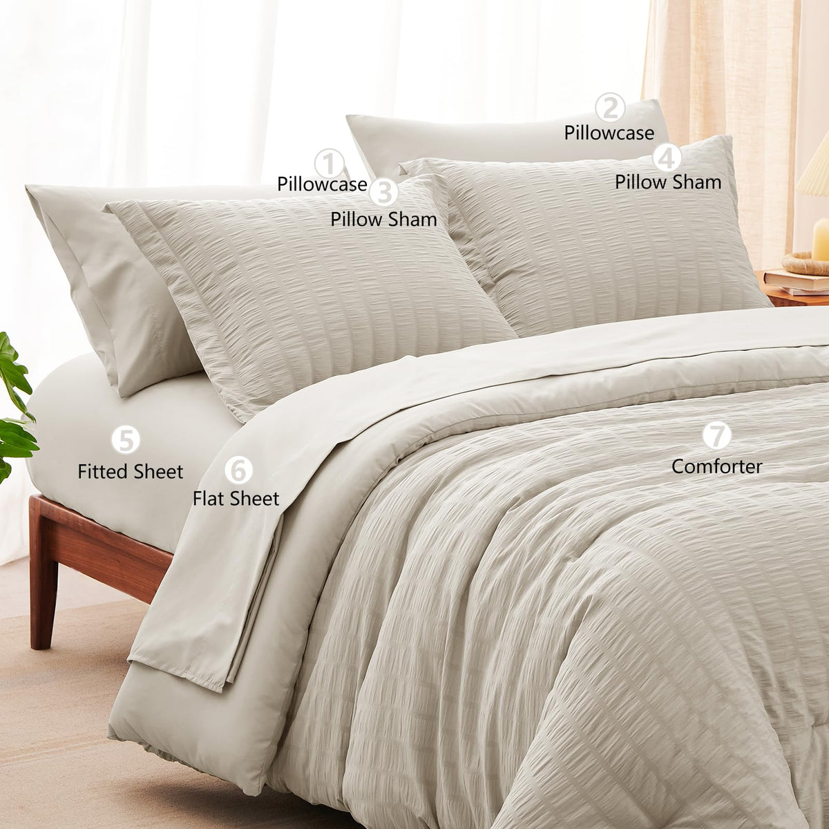 CozyLux beige pillowcases and shams enhancing relaxed sleep setup.