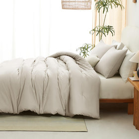 CozyLux beige queen pillowcases pair adds soft surface and pillow protection.