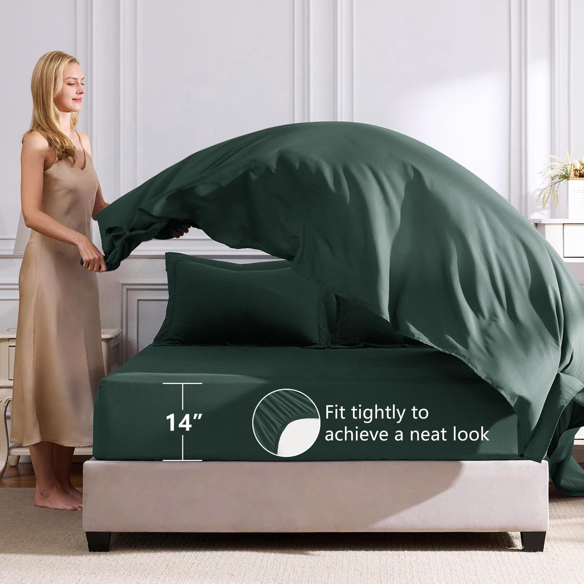 CozyLux box-stitch detail highlighting durable bedding design