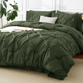 CozyLux California King Comforter Olive Green, soft and breathable for all-season sleep.