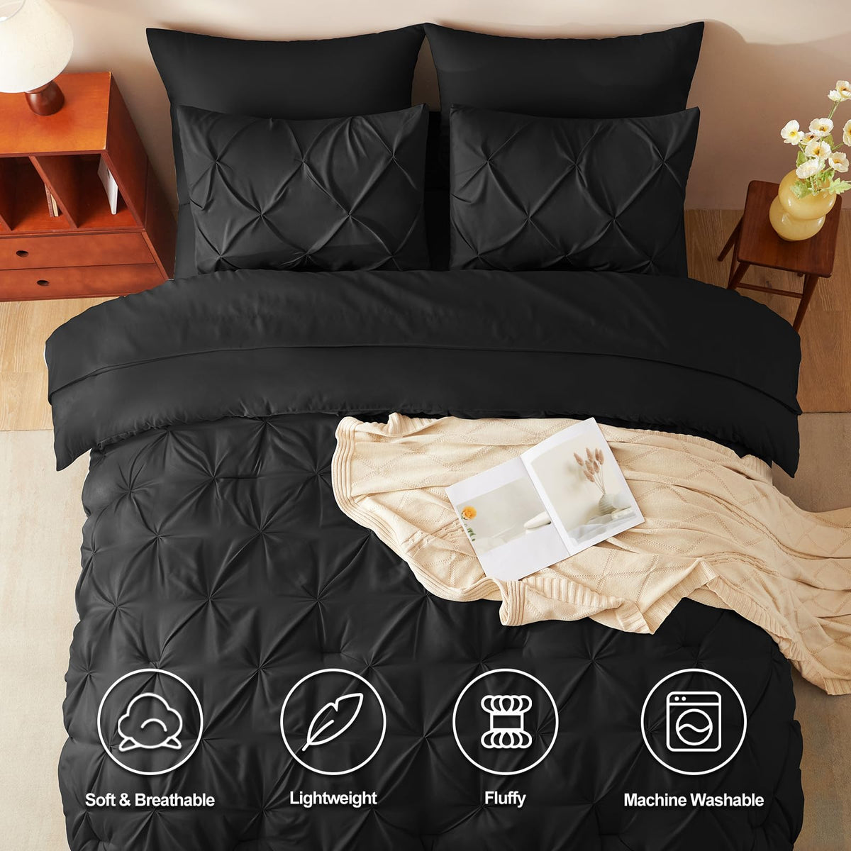 CozyLux pintuck geometry pattern adds modern elegance to the set