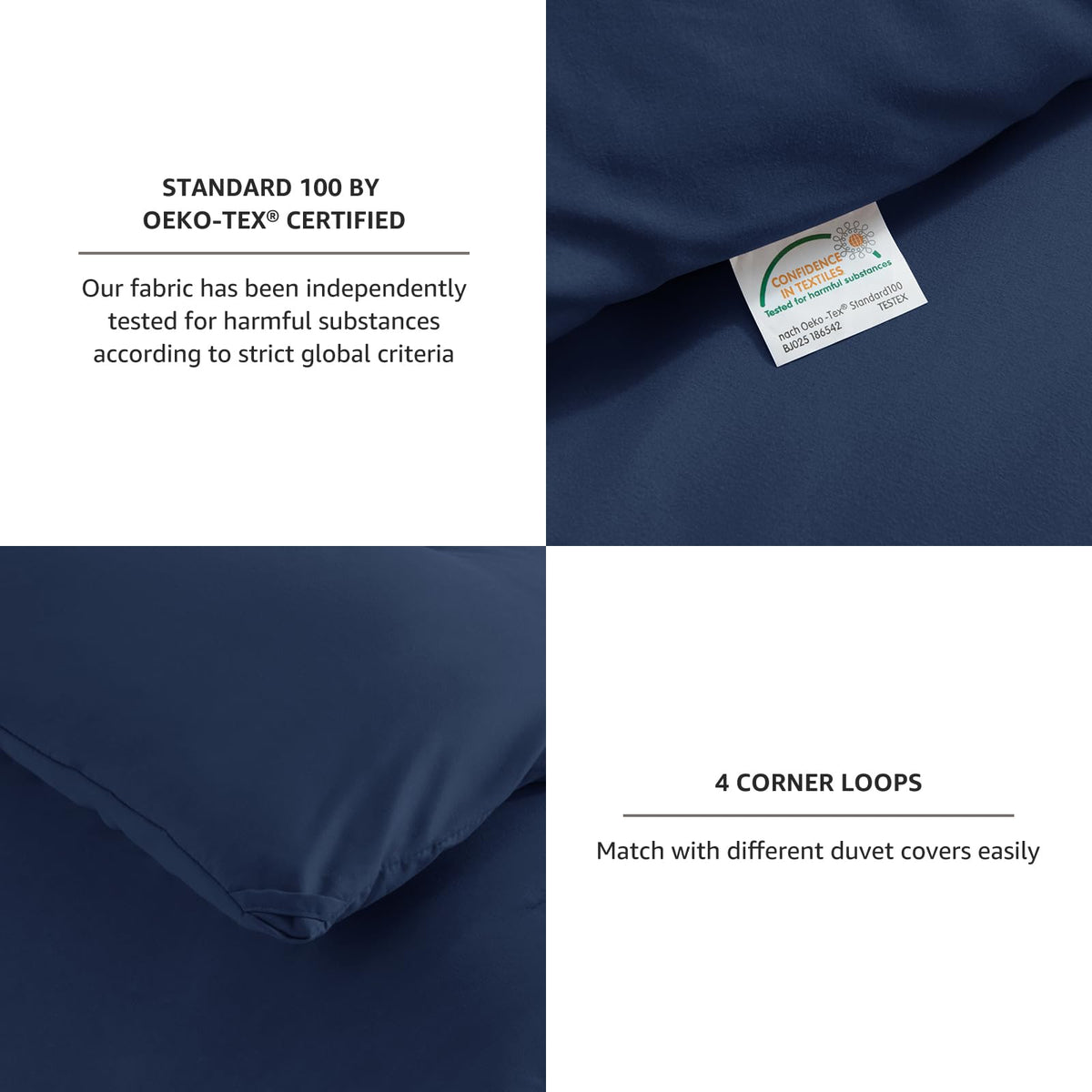 CozyLux navy comforter packaging shows vacuum-sealed packaging