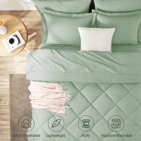 CozyLux comforter with box stitching detail, signaling durable, stable fill