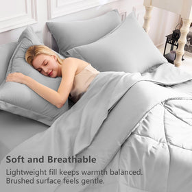 CozyLux down-alternative comforter with microfiber for allergy-friendly warmth.
