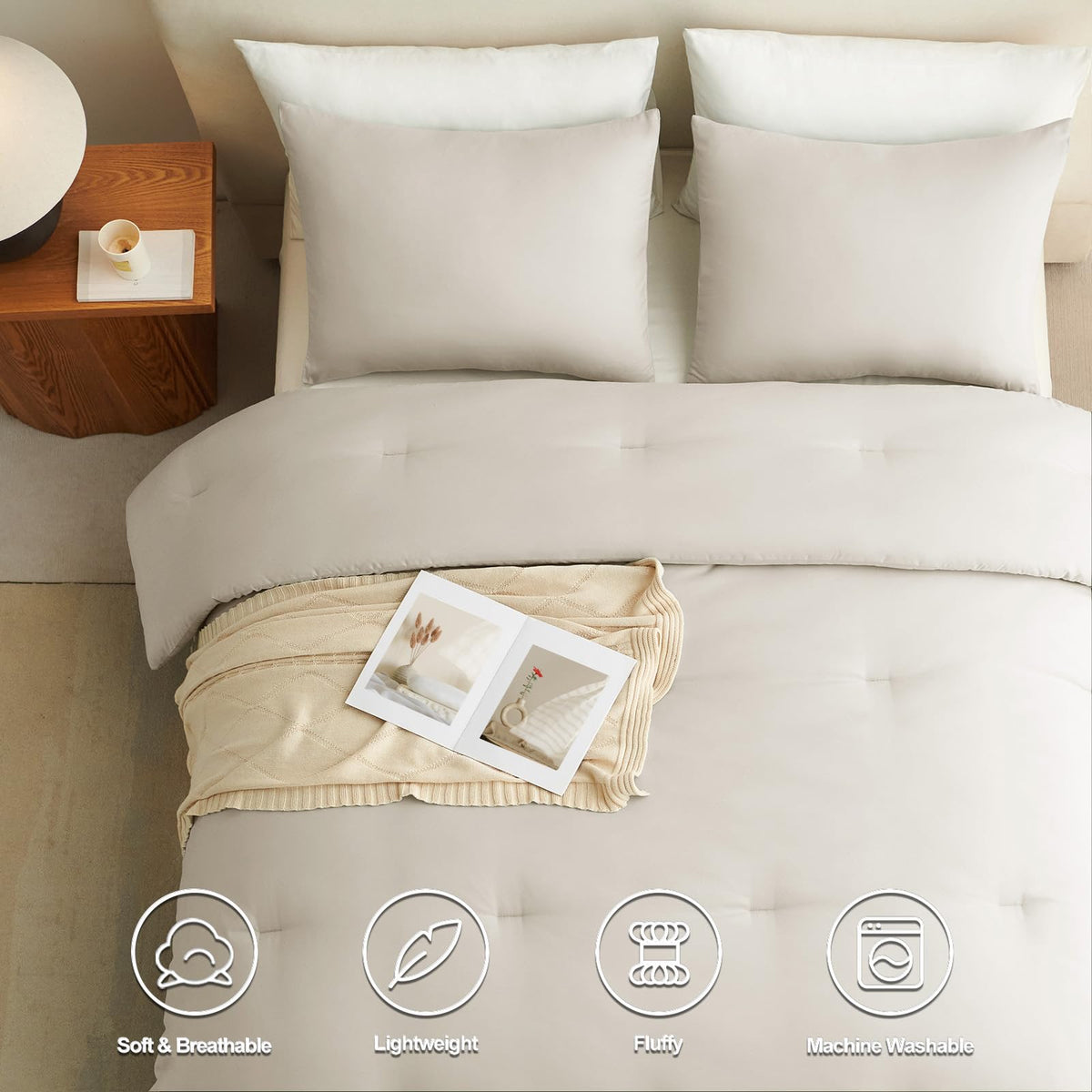 CozyLux down-alternative comforter highlights lightweight warmth and breathability