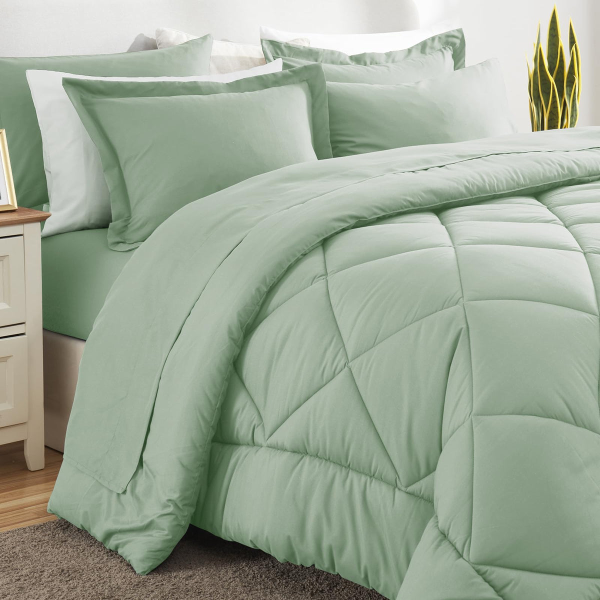 Soft down-alternative comforter texture for cozy, hypoallergenic feel