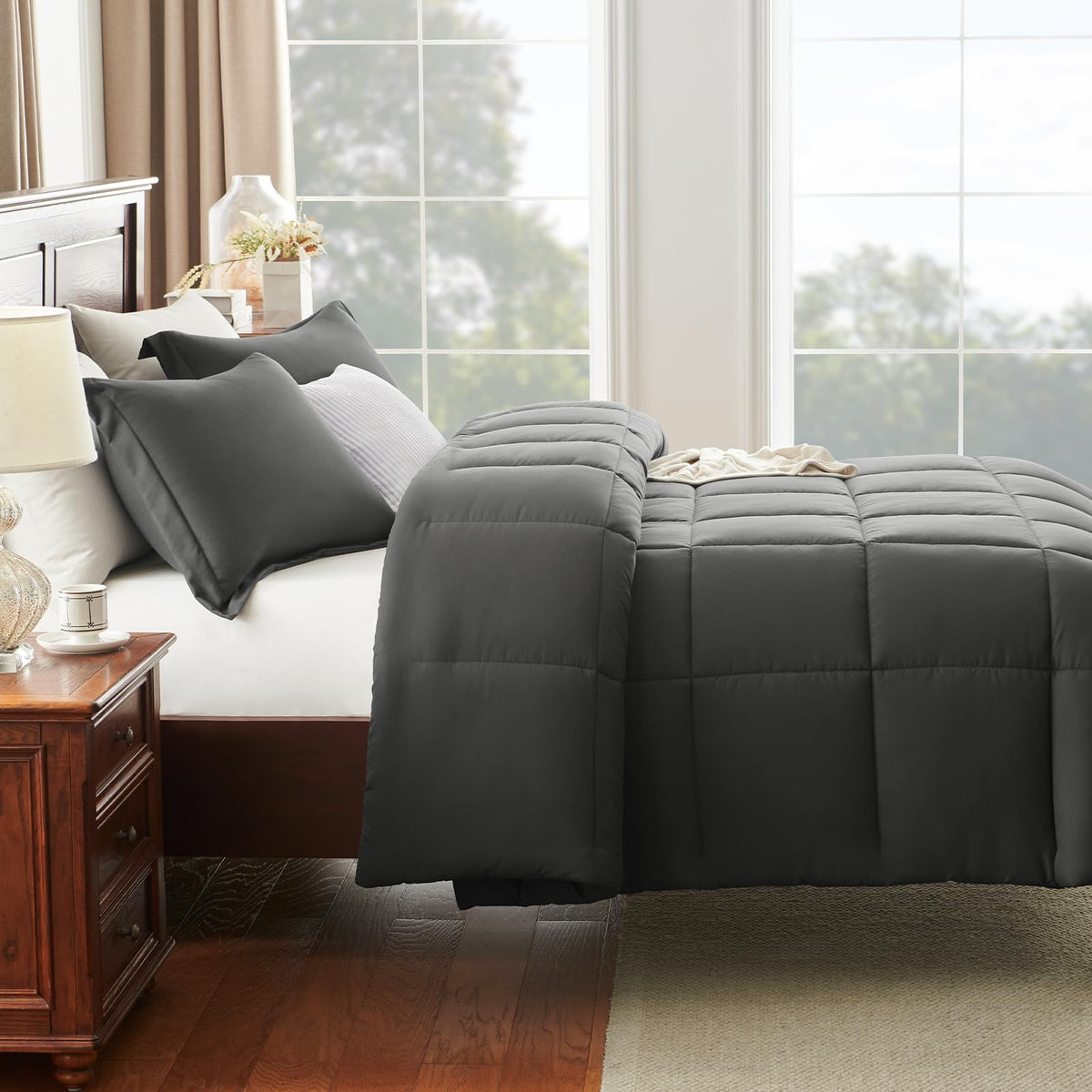 CozyLux queen comforter set is machine washable for easy care.