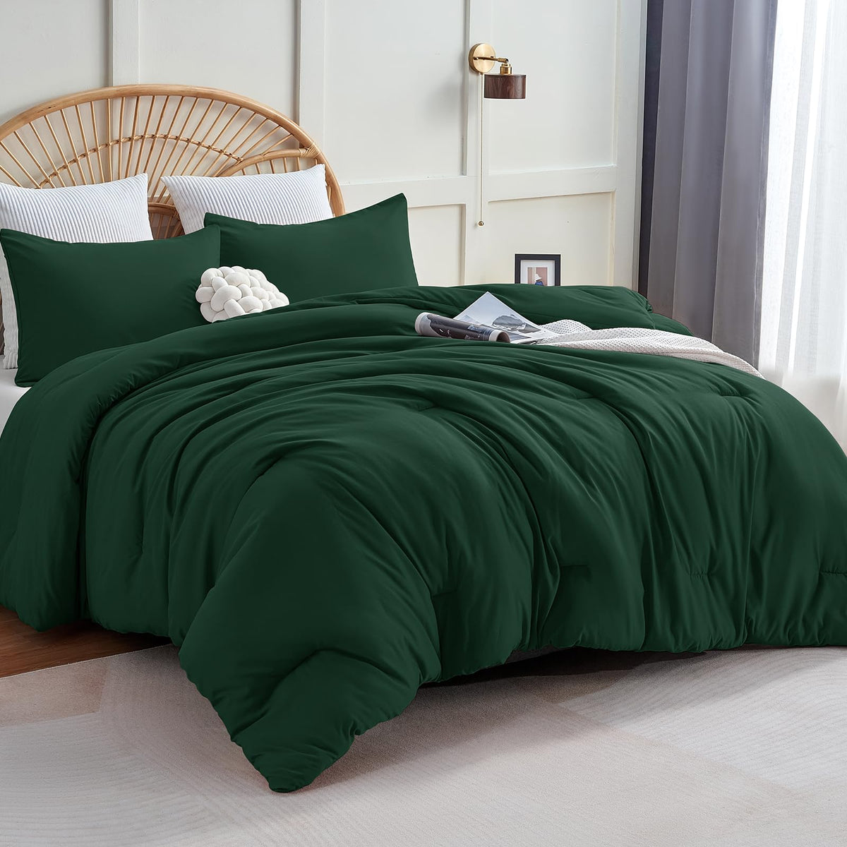 CozyLux emerald-green king-size comforter set for all-season warmth and softness.
