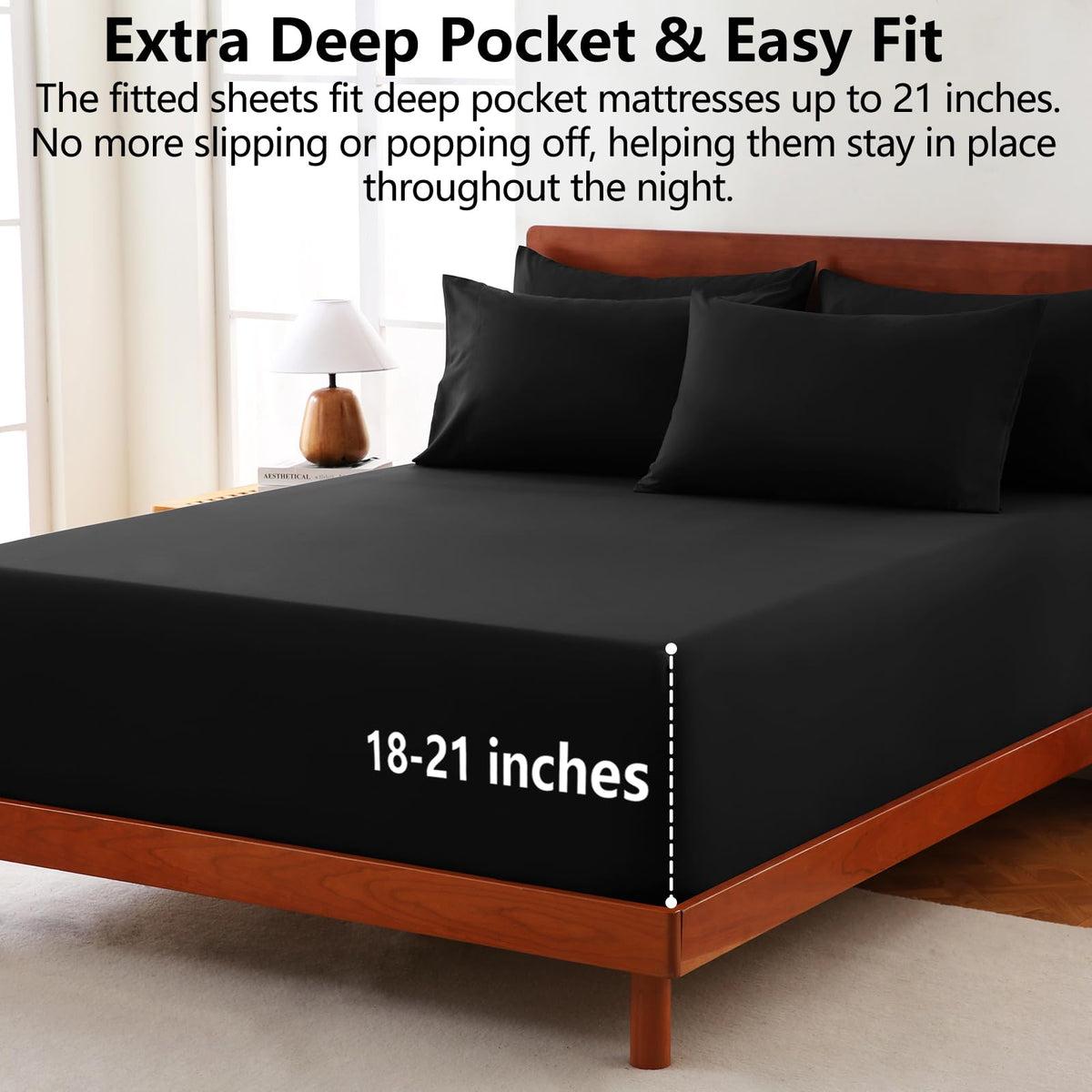 CozyLux extra-deep-pocket king flat sheet with breathable microfiber.